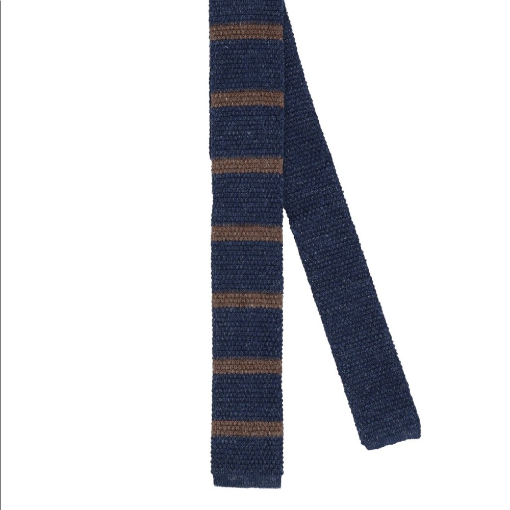 Eleventy Blue and brown striped kint tie